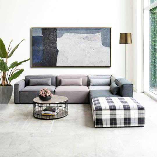 Extra Large Textured Painting On Canvas,Hand Painted Panoramic Contemporary Art Canvas Painting,Huge Wall Decor,White,Purple Grey,Dark Blue,Pink.etc